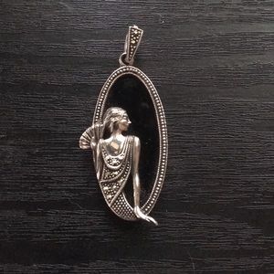 Stunning sterling  onyx pendant